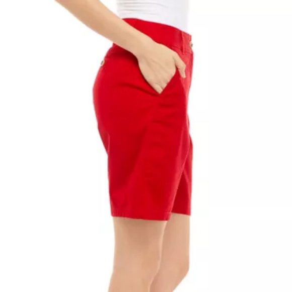 Kim Rogers Red Solid Twill Bermuda Shorts Size 6 NWT - Picture 3 of 6